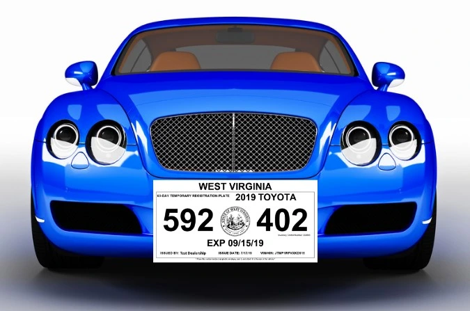Modelo de ejemplo de placas temporales en West Virginia