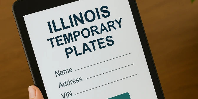 Registro de placas temporales de Illinois en formato digital desde dispositivos móviles Proceso digital para sacar placas temporales en Illinois en una tableta