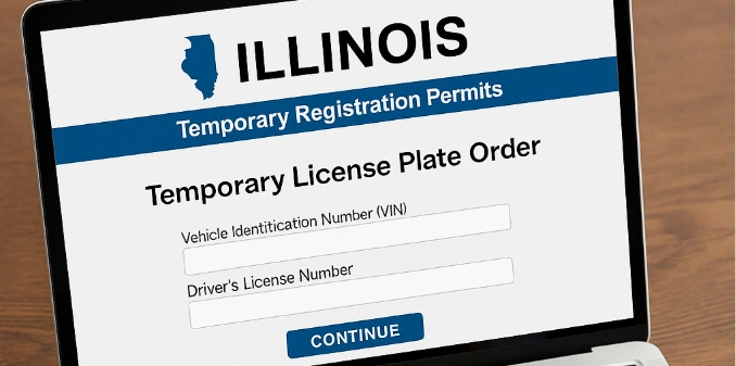 Solicitud de placas temporales de Illinois desde una tableta o dispositivo móvil Proceso digital para sacar placas temporales en Illinois en una tableta