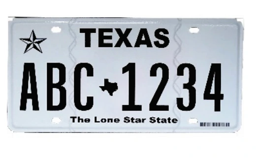 Placa de matrícula general Texas